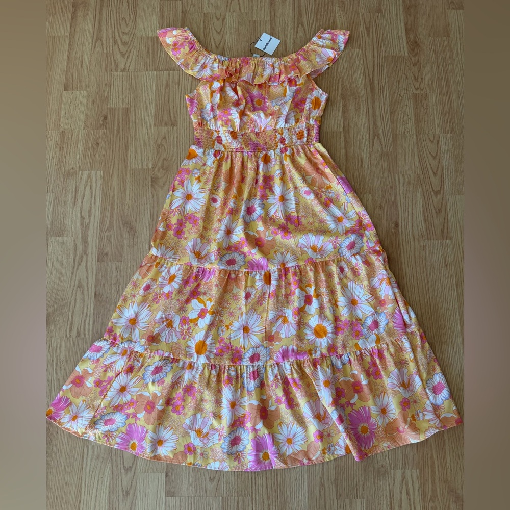 Charlotte Russe Sz L Floral Maxi Dress NEW Boho Flowy Spring Summer Beach